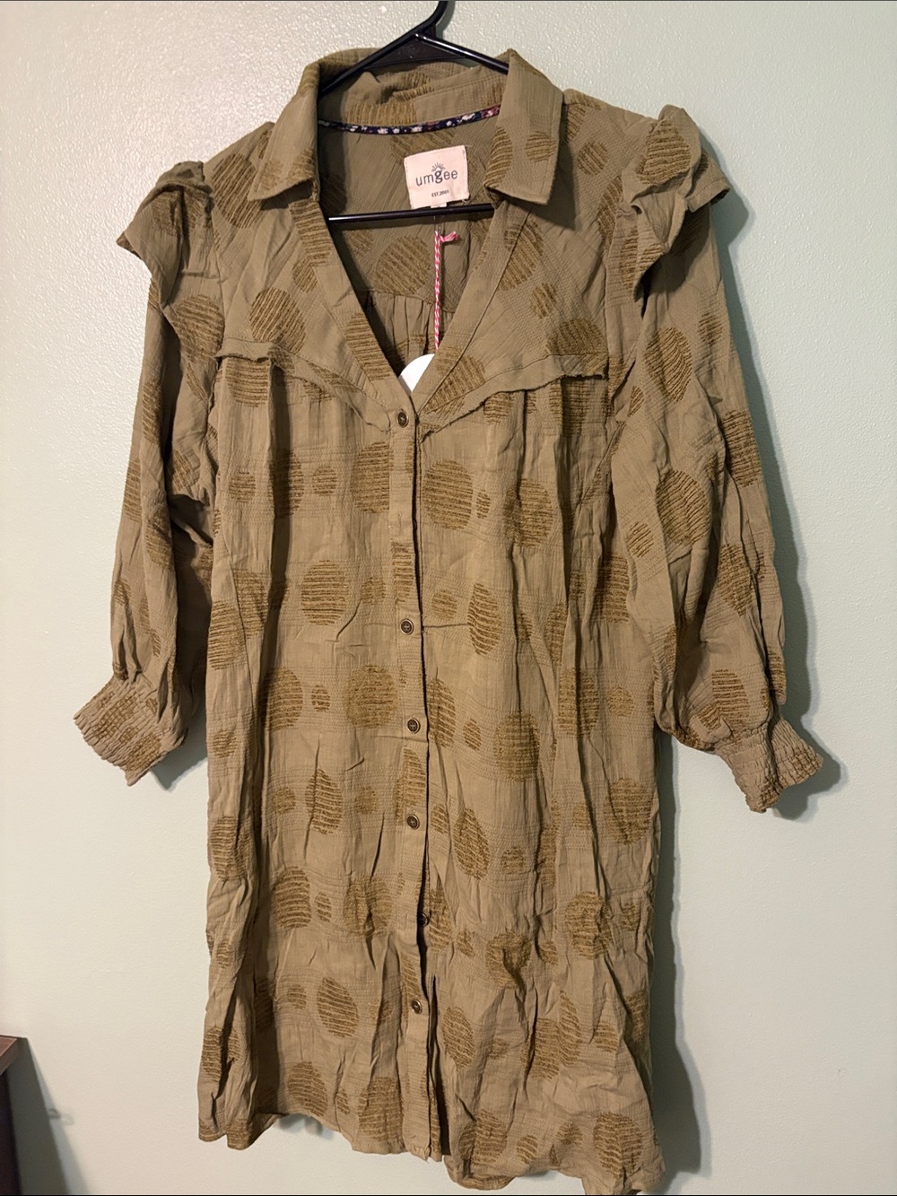 Umgee Olive Textured Button-Up